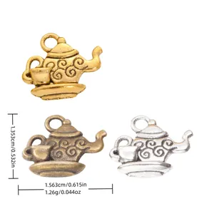 Vintage Alloy Teapot Charms DIY Jewelry Making Antique Bronze Silver Gold Plated Teacup Pendant Only (Without Chain)