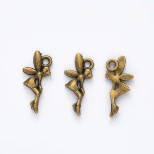 Three vintage bronze alloy angel charms for DIY jewelry making and necklace pendants