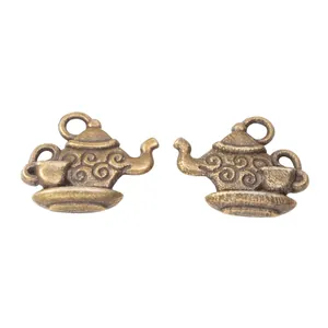 Vintage bronze alloy teapot and teacup pendant charms for DIY jewelry and crafts