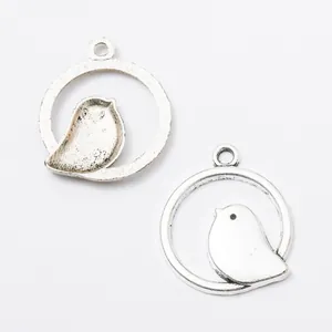 Vintage birdcage alloy pendant charms for DIY jewelry making in antique silver finish