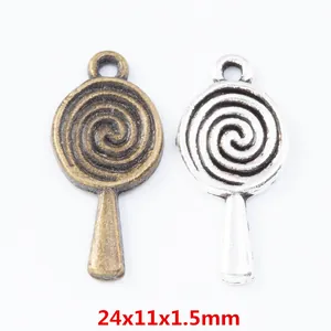 Vintage Alloy Lollipop Charms For DIY Jewelry Making Antique Bronze Silver Metal Pendants Handcrafted Crafting Accessory