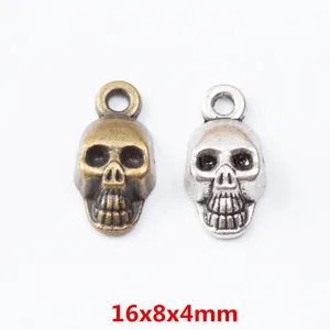 Retro Zinc Alloy Skull Charms For DIY Jewelry Making Vintage Antique Bronze Silver Skull Pendants For Necklace Bracelet Accessories