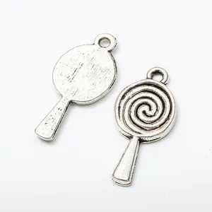 Vintage silver lollipop charms in alloy for DIY jewelry making and craft supplies