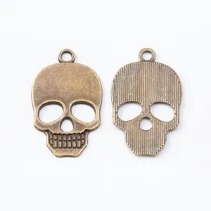 Antique bronze skull pendants in vintage alloy style for DIY jewelry making and crafts