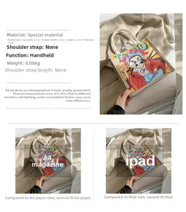 Gedetailleerde maatvergelijking van de Peking Opera canvas tas met afmetingen en schaal