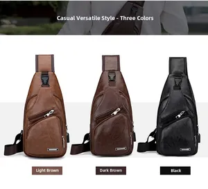 Détail de sacs bandoulière en cuir PU avec grain de litchi en trois couleurs