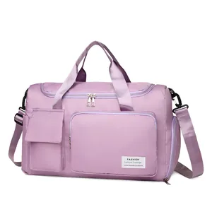 Bolsa de deporte lavanda impermeable con compartimento para zapatos y correa ajustable