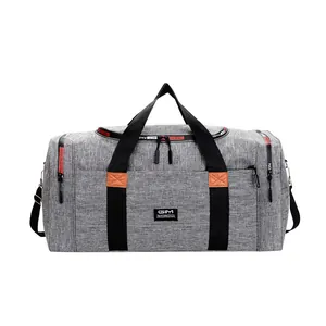 Large gray waterproof nylon travel bag with shoulder strap and durable handles