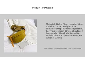 Detailed size specifications for the lightweight nylon crossbody chest bag in lime green