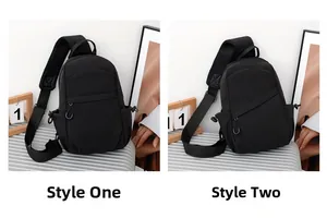 Comparison of Style 1 and Style 2 black waterproof nylon chest bags with zipper pockets