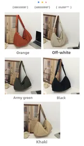Detailed view of durable nylon crossbody bags shown in five various versatile colors