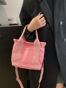 Borsa Tote in Tela da Donna Grande Capacità Borsa a Tracolla Con Tasca Frontale Tracolla Regolabile per Pendolarismo Quotidiano Moda Casual