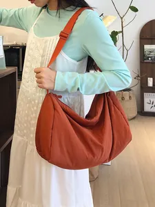 Women Large Capacity Nylon Crescent Hobo Bag Minimalist Lightweight Shoulder Crossbody Bag Casual Daily Travel Satchel Handbag