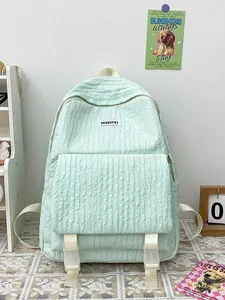 Kawaii Geplooid Seersucker Rugzak Voor Vrouwen Student Waterdicht Grote Capaciteit Schooltas Japanse Stijl Tas