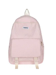 Minimalistische roze rugzak met bubbeltextuur voor dames met verstelbare riemen en vakken