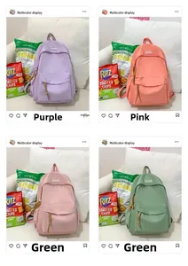 Multicolor display of minimalist backpacks in purple, orange, pink and green