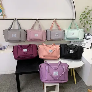 Large Capacity Folding Travel Bag For Women Men Water Resistant Oxford Fabric Expandable Duffel Bag With Dry Wet Separation