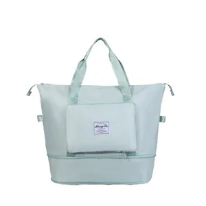 Mint green large capacity travel bag for women with waterproof fabric and carry handle