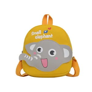 Toddler canvas backpack with cute yellow cartoon elephant for preschool and daily use