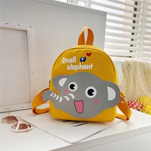 Kids Cartoon Animal Canvas Backpack Toddler Kindergarten School Bag Cute Elephant Rabbit Travel Rucksack For Boys Girls