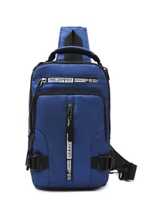 Waterproof navy blue crossbody chest bag for men with adjustable strap and zip pockets