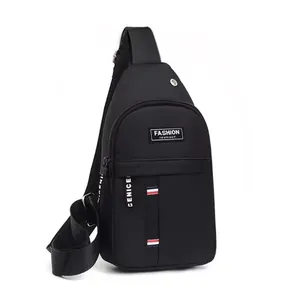 Waterproof black oxford chest bag for outdoor sports and cycling with adjustable strap