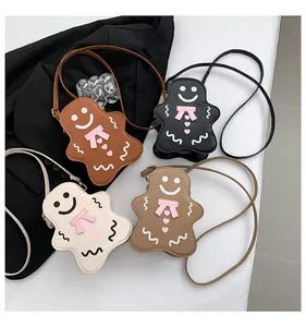 Sacs à bandoulière bonhomme de pain d'épice en marron, noir, crème et beige clair