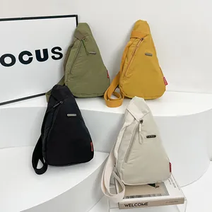 Japanese Style Nylon Sling Bag Lightweight Minimalist Chest Bag Solid Color Crossbody Bag For Men Women Travel Casual Outdoor Bag