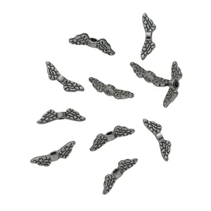 DIY antique silver wing charms made of zinc alloy for handmade jewelry making
