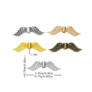 Vintage Zinc Alloy Wing Shape Spacer Beads For DIY Jewelry Making Bracelet Necklace Findings Metal Wings Feather Charm