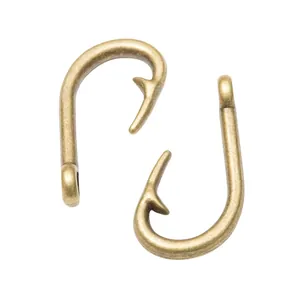 Paire de pendentifs hameçons vintage en bronze avec boucle pour bijoux DIY