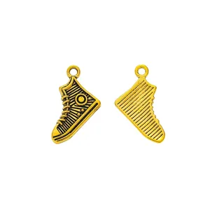 Vintage gold high-top sneaker alloy charms for DIY necklaces and jewelry making