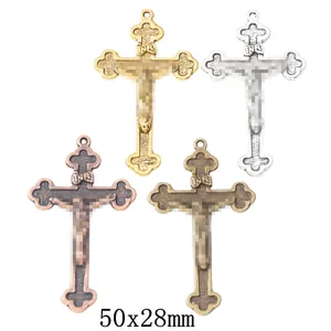 Ciondolo a Croce di Gesù in Lega Vintage Ciondoli Religiosi per Creazione di Gioielli Fai da Te Accessori per Collana Antico Oro Argento Bronzo Rame