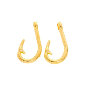 Paire de pendentifs vintage en forme d'hameçon en alliage de zinc doré pour bijoux DIY