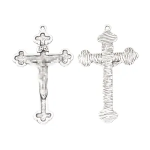 Ciondolo a croce crocifisso in argento antico con iscrizione INRI per gioielli fai-da-te