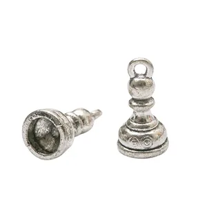 Pendentifs pions d'échecs argentés vintage en alliage métallique pour création de bijoux