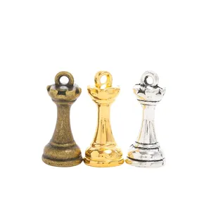 DIY retro alloy chess queen pendants in bronze, gold and silver finish for jewelry making