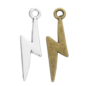DIY lightning bolt charms in silver and bronze finish for necklace earring pendants