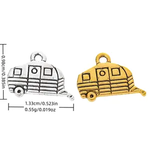 Colgante de Dije de Autocaravana de Aleación Vintage para Hacer Joyas DIY Plata Antigua Oro Retro Transporte de Viaje