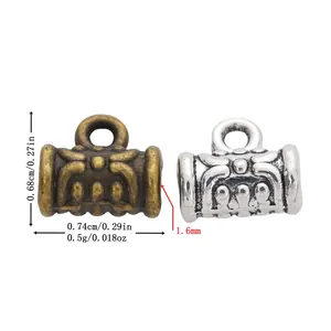 Vintage Legering Reliëf Patroon Cilindrische Groot Gat Afstandhouders Met Lus Voor Ketting Armband Sieraden Maken Hangers
