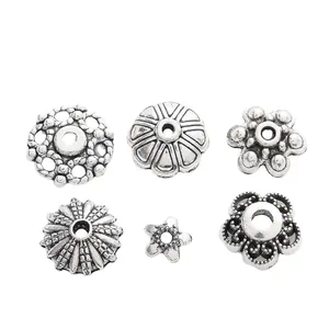 Calottes de Perles Fleur en Alliage Vintage Intercalaires pour Création Bijoux DIY Argent Antique Rétro Floral Perles Métal Accessoires