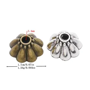 Calottes de Perles Fleurs en Alliage de Zinc Rétro pour Création de Bijoux DIY Accessoires en Métal Bronze Argent Antique