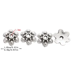 Détails des dimensions de perles intercalaires fleur en alliage rétro de 1,05 cm de diamètre