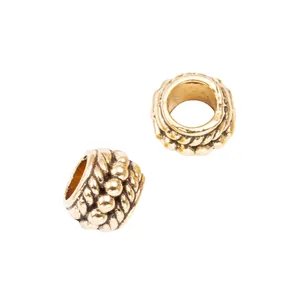Vintage legering kralen met groot gat en geweven textuur voor DIY sieraden