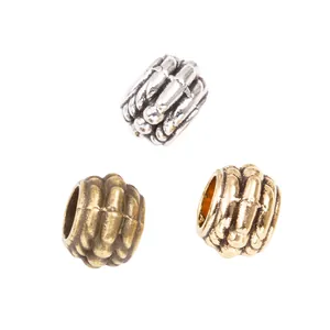 Set van drie retro bamboe stijl kralen in zilver, brons en goud voor DIY sieraden maken