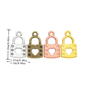 Vintage Alloy Heart Shaped Hollow Lock Charms Pendants For DIY Jewelry Making Antique Bronze Silver Gold Rose Gold Accessories