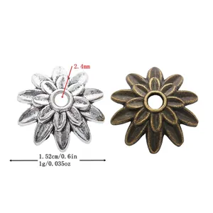 Copriperla a Forma di Fiore in Lega Vintage Accessori per Creazione Gioielli DIY Distanziatori a Petalo Bronzo Antico Argento per Collane Bracciali Orecchini