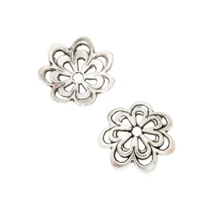 Calottes fleurs argentées vintage et intercalaires ajourés pour bijoux artisanaux