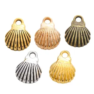 Five-piece DIY sea shell alloy pendants set in various vintage metallic finishes