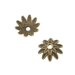 Copriperle a fiore in bronzo antico per creazione gioielli fai-da-te con dettagli in metallo
